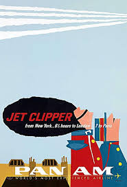 Travel Poster Pan American Jet Clipper New York To London To Paris By Aaron Fine 1958 Digitally Edited Vintage Airline Posters Travel Posters Vintage Airlines