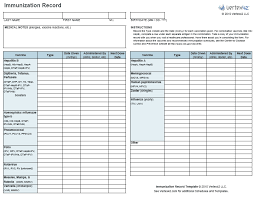 printable immunization schedule and immunization record template