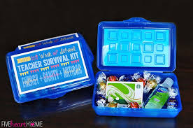 A 'care package' for a new nurse or teacher! Back To School Teacher Survival Kit Free Printable Fivehearthome