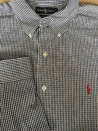 Black And White Checkered Shirt Mens Men Ralph Lauren Blake Black White Check X Large Shirt L S Ebay Mens Outfits Large Shirts Ralph Lauren Men