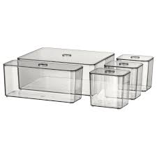 Godmorgon Box With Lid Set Of 5 Smoked 9 X7 X4 24x20x10 Cm Ikea Ikea Godmorgon Box With Lid Ikea