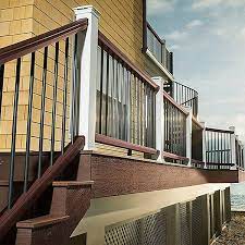 Hammered spindles and nature panel inserts on staircase & balcony. Stair Railing Baluster Kit By Trex Transcend Decksdirect