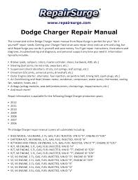 Vehicle repair guides check engine light help. Dodge Charger Repair Manual 2006 2012