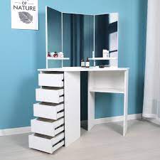 Bedroom vanity kids vanity set makeup vanities Victoria Corner Makeup Table With Mirror And Integrated Storage Overstock 27871639