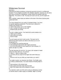 Wilderness Survival Scenario Answers