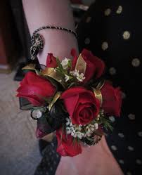 The French Tulip Studio Black And Red Floral Prom Courage Wristlet Www Thefrenchtuliostudio Com Prom Flowers Corsage Prom Corsage Red Prom Flowers