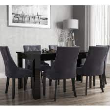 White (64) dark brown (45) black (42) gray (32) light brown (19) blue (4) silver (4) green (2) metal (1) red (1) material. Extendable Dining Table In Black High Gloss With 6 Grey Velvet Chairs Vivienne Kaylee Furniture123