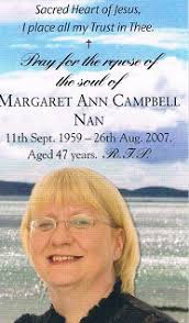 Mrs. Margaret Ann Campbell:Nee MacPherson:Grave 17: Hallan Cemetery South  Uist