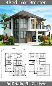 Comment faire un plan d une maison extraordinaire de 120m2 12 3 chambres lzzy tagged at davidreed.co. Home Design Plan 16x19m With 4 Bedrooms Home Design With Plansearch Beautiful House Plans House Construction Plan Model House Plan