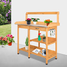kinbor outdoor potting bench with metal