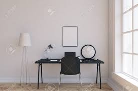 A lovely design for seating areas or to accent a dark room corner, this floor lamp was inspired by the great outdoors. Floor Lamp In Corner Of Room Table With Laptop Desk Lamp Mirror Stock Photo Picture And Royalty Free Image Image 61194970