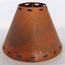 Southwestern Rust Patina Pierced Metal Lamp Shade Metal Lamp Shade Lamp Shade Metal Lamp