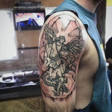 The tattoos that have shields in them do not necessarily show a single one; Shield Protector Guardian Angel Tattoo Designs