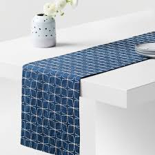 Nara 90 Embroidered Blue And White Table Runner Embroidered Table Runner Blue Table Runner Table Runners