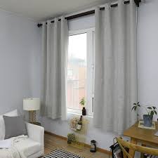 Light Gray White Minimalist Linen Cotton Scandinavian Short Window Curtains