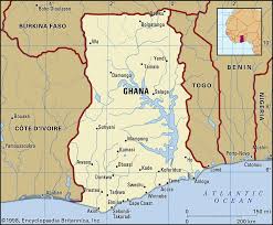 The map shows ghana, a country in west africa, bordered by the gulf of guinea in south, cote map is showing ghana and the surrounding countries with international borders, region boundaries, the ghana is a divided into 10 regions: Ghana Culture History People Britannica