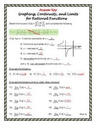 A great collection of free calculus worksheets with answer keys for teachers and students. Form A Graphing Continuity And Limits With Rational Functions Ap Calculus Rational Function Ap Calculus Ab