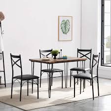 Small dining counter table kitchen breakfast nook wood square desk furniture. Retro Brown Vecelo Modern Industrial Style 3 Piece Dining Room Kitchen Table And Pu Cushion Chair Sets For Small Space Table Chair Sets Home Kitchen Emosens Fr
