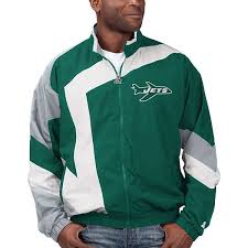 Men S Starter Green White New York Jets Throwback Star Full Zip Jacket