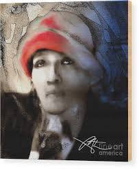 Lady In The Red Hat Wood Print by Bob Salo