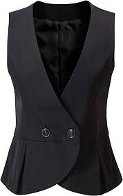 Amazon Com Vocni Feminino Totalmente Forrada 4 Botao Com Gola Em V Economia Roupa Elegante Colete Clothing In 2020 Waistcoat Vest Dress Suit Vest