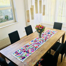 Easter Table Runner Multicoloured Mexican Table Runner Embroidered Table Runner Mexican Home Decor