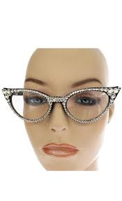 Vintage Cat Eye Rhinestone Crystal BLACK Reading Eye Glass's Readers 125