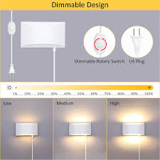 Illuminate rooms, spotlight wall art or create an ambiance and save floor space. Buy Lightess Dimmable Wall Sconce Plug In Modern Wall Sconce With Dimmable Switch White Wall Mounted Lamp 12w Indoor Up Down Sconces Wall Lighting For Living Room Bedroom Hallway Warm White Online