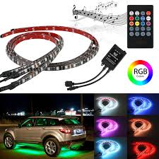 Car Led Strip Light Tsv 4pcs 176 Led Dc 12v Multicolor Music Car Interior Light Led Under Dash Lighting Kit With Sound Active Function And Wireless Remote Control Walmart Com Walmart Com