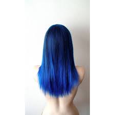 Blue Ombre Wig Straigh Hair Long Side Bangs Heat Resistant Durable Blue Hair Wig For Daily Use Or Cosplay Blue Ombre Hair Blue Hair Blue Ombre Wig