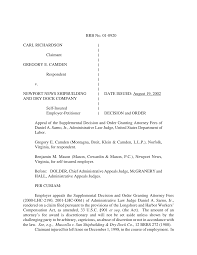 BRB No. 01-0920 CARL RICHARDSON ) ) Claimant ) ) GREGORY E. CAMDEN ) )  Respondent ) ) v. ) ) NEWPORT NEWS SHIPBUILDING ) DATE IS