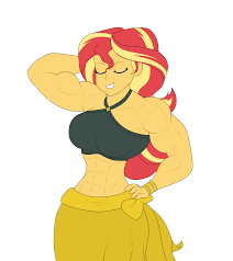 2754162 - suggestive, artist:calm wind, artist:matchstickman, sunset shimmer,  equestria girls, equestria girls series, forgotten friendship, abs,  animated, bedroom eyes, bicep flex, biceps, blinking, breasts, busty sunset  shimmer, clothes, female ...