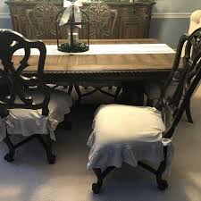 French Linen Chair Seat Cover Slipcover With 4 Sided Ruffle In Etsy In 2020 Seat Covers For Chairs Linen Chair Dining Room Chairs Upholstered