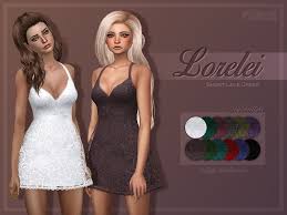 A Pretty Lace Dress Which Is Perfect For A Formal Event A Romantic Date Found In Tsr Category Sims 4 F Short Lace Dress Pretty Lace Dresses Sims 4 Dresses