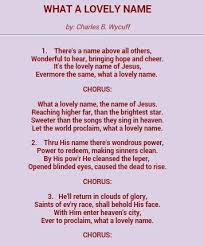 What A Lovely Name By Charles B Wycuff Names Of Jesus Names Lyrics