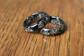 Black And Gold Ring Charcoal And Gold Flake Resin Ring Black And Gold Ring Black Ring Black Gold Ring Black Gold Jewelry Jewelry