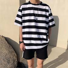 Black And White Striped T Shirt Outfit Eboy Black White Striped T Shirt Mens Boysplease Allow 2 4 Weeks For Shipping Em 2020 Roupas Masculinas Vintage Roupas Indie Renner Roupas