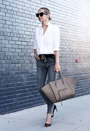 White Button Down Statement Belt Brooklyn Blonde Fall Trends Outfits Casual Fashion Fashion