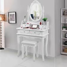 Coiffeuse De Maquillage Miroir Pivotant A 360 Separateurs 2 Tiroirs Sont Delicatement Sculptes Housse De Co Idees De Coiffeuse Coiffeuse Blanche Coiffeuse