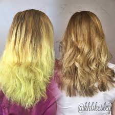 Color Correction From Chlorine Damaged To Balayaged Blonde Hair Dye Colors World Hair Hair