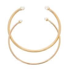 Lc Lauren Conrad Gold Tone Simulated Pearl Accented Cuff Bracelet Set Of 2