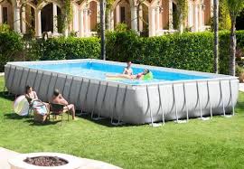 Intex Frame Pool Set Ultra Quadra 975x488 Leiter Salz Sandfilter Deluxe Reinig Swimming Pool Oberirdische Pools Schwimmbader Hinterhof