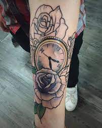 Chronic Ink Tattoo Toronto Tattoo Neo Traditional Pocket Watch And Roses Done By Livia Still In Progress Traditional Tattoo Tattoos Rose Tattoos