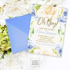 Blue Floral Baby Shower Invitation Oh Boy It S A Boy Etsy Bubbly Bridal Shower Baby Shower Flowers Floral Baby Shower Invitations