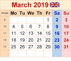 March 2019 Calendar With Holidays Uk September Calendar Calendar Printables Calendar June
