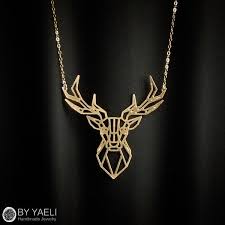 Deer Necklace Animal Necklace Geometric Necklace Deer Antler Necklace Gold Necklace Unique Necklace Goldfil Deer Necklace Geometric Necklace Deer Jewelry