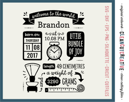 Download Metric Birth Announcement Stencil Svg Birth Stats Template Svg Etsy