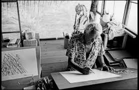 Image of Paul-Emile Victor, Bora Bora, Polynesie francaise. (b/w photo,  1986)