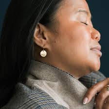 Simple Shimmery Textured Circle Everyday Earrings Gift, Sarah Cornwell