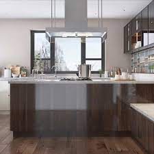 Nl Furniture Wood Brown High Gloss Uv Lacquer Kitchen Cabinet U Shaped Kitchen Cabinets High Gloss Kitchen Cabinets Kitchen
